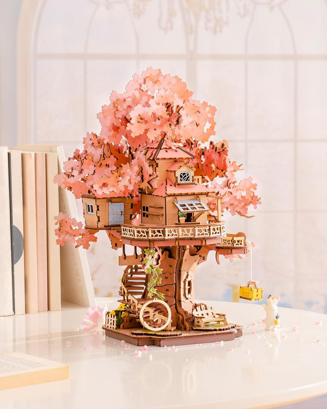 ROBOTIME Cherry Blossom 3D Wooden Puzzle – DIY Mechanical Model Kit, Japanese-Style Home Décor &amp; Educational Craft