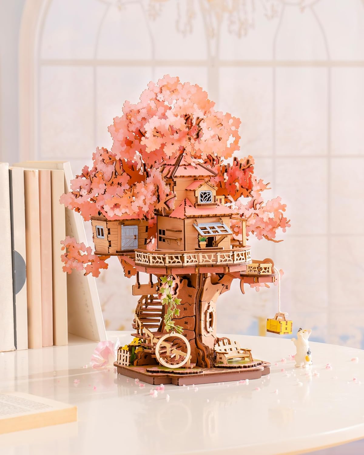 ROBOTIME Cherry Blossom 3D Wooden Puzzle – DIY Mechanical Model Kit, Japanese-Style Home Décor &amp; Educational Craft