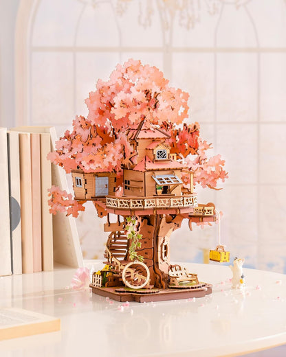 ROBOTIME Cherry Blossom 3D Wooden Puzzle – DIY Mechanical Model Kit, Japanese-Style Home Décor &amp; Educational Craft