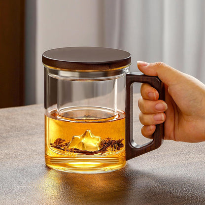 Pocarati Large Heat-Resistant Glass Tea Cup – 950ml with Strainer &amp; Handle