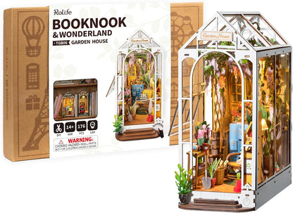Rolife Flower Shop Book Nook Kit | DIY Wooden Miniature Dollhouse with LED Light