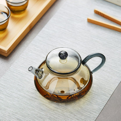 Mini Heat-Resistant Glass Teapot 360ml – Handmade Direct Fire Tea Pot for One