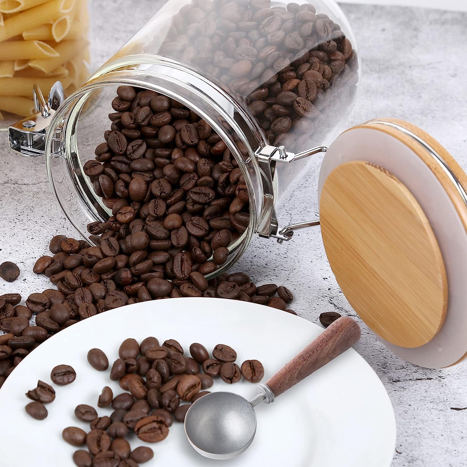 Easyworkz Retro Coffee Measuring Spoon – 10g Stainless Steel Scoop with Black Walnut Handle, Silver