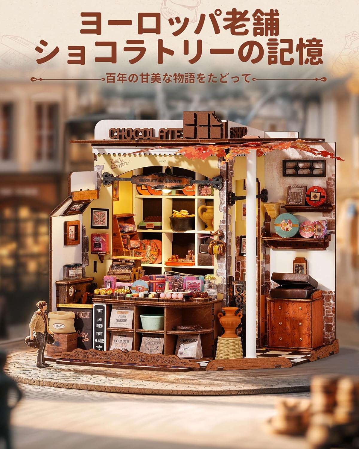 ROBOTIME DIY Miniature House Dollhouse Kit with LED Light – Handmade Mini Model, Figures &amp; Accessories Craft Set for Kids and Adults