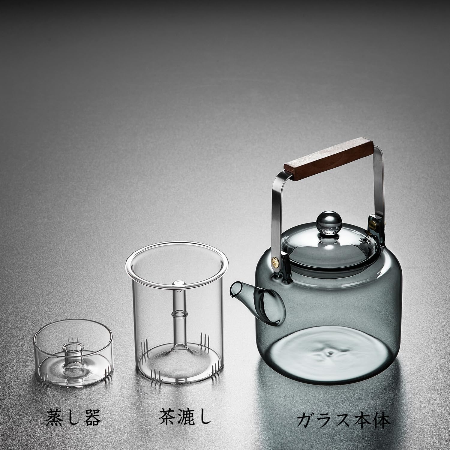 Heat-Resistant Black Glass Teapot 1000ml – Direct Fire Safe with Dual Removable Tea Strainers
