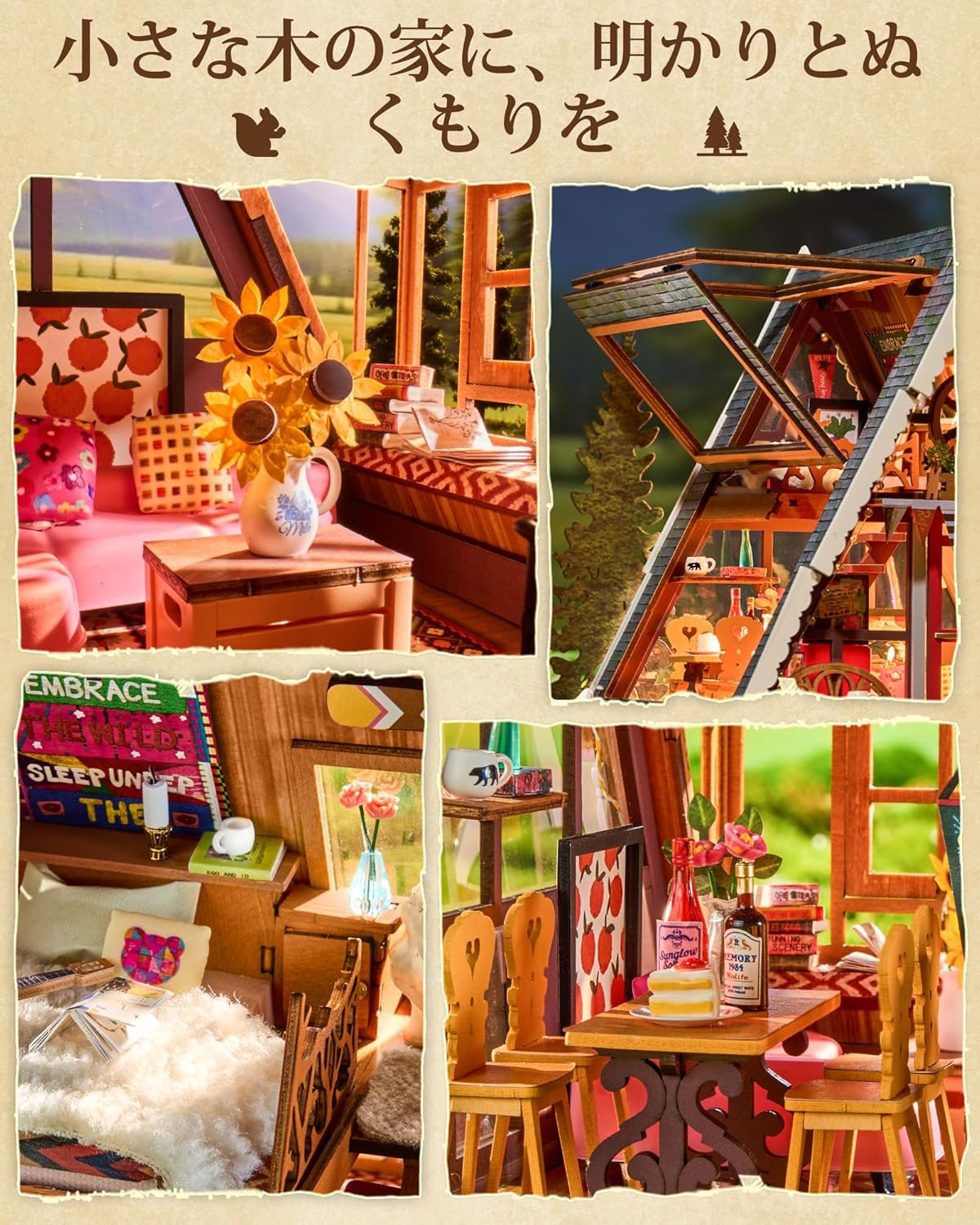 ROBOTIME DIY Miniature Dollhouse Kit – Mini House Model with Figures &amp; Accessories, Creative Craft Gift for Kids &amp; Adults