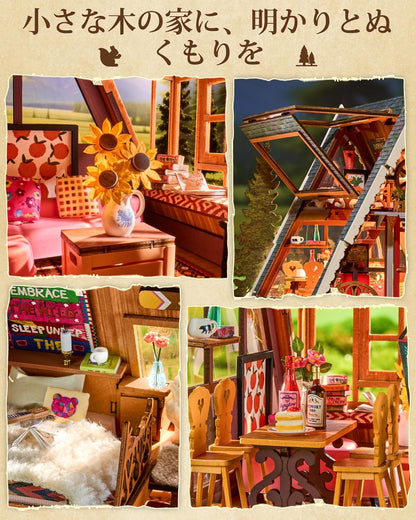 ROBOTIME DIY Miniature Dollhouse Kit – Mini House Model with Figures &amp; Accessories, Creative Craft Gift for Kids &amp; Adults