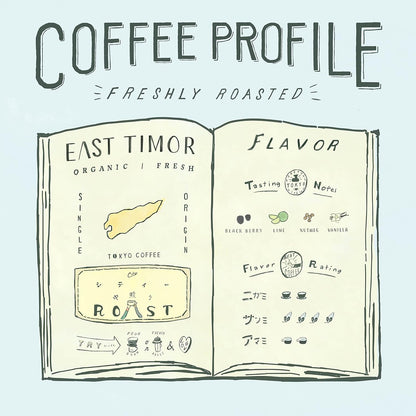 TOKYO COFFEE East Timor Organic Coffee Beans – Medium Shallow Roast, JAS Certified (1 kg)