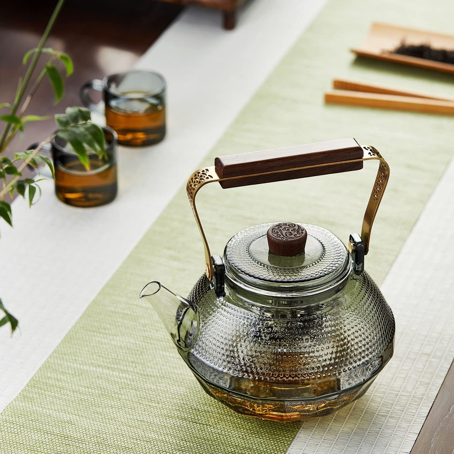 Pocarati Futon-Shaped Glass Teapot 1140ml – Heat-Resistant Direct Flame Safe Tea Pot