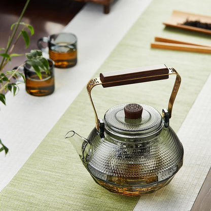 Pocarati Futon-Shaped Glass Teapot 1140ml – Heat-Resistant Direct Flame Safe Tea Pot