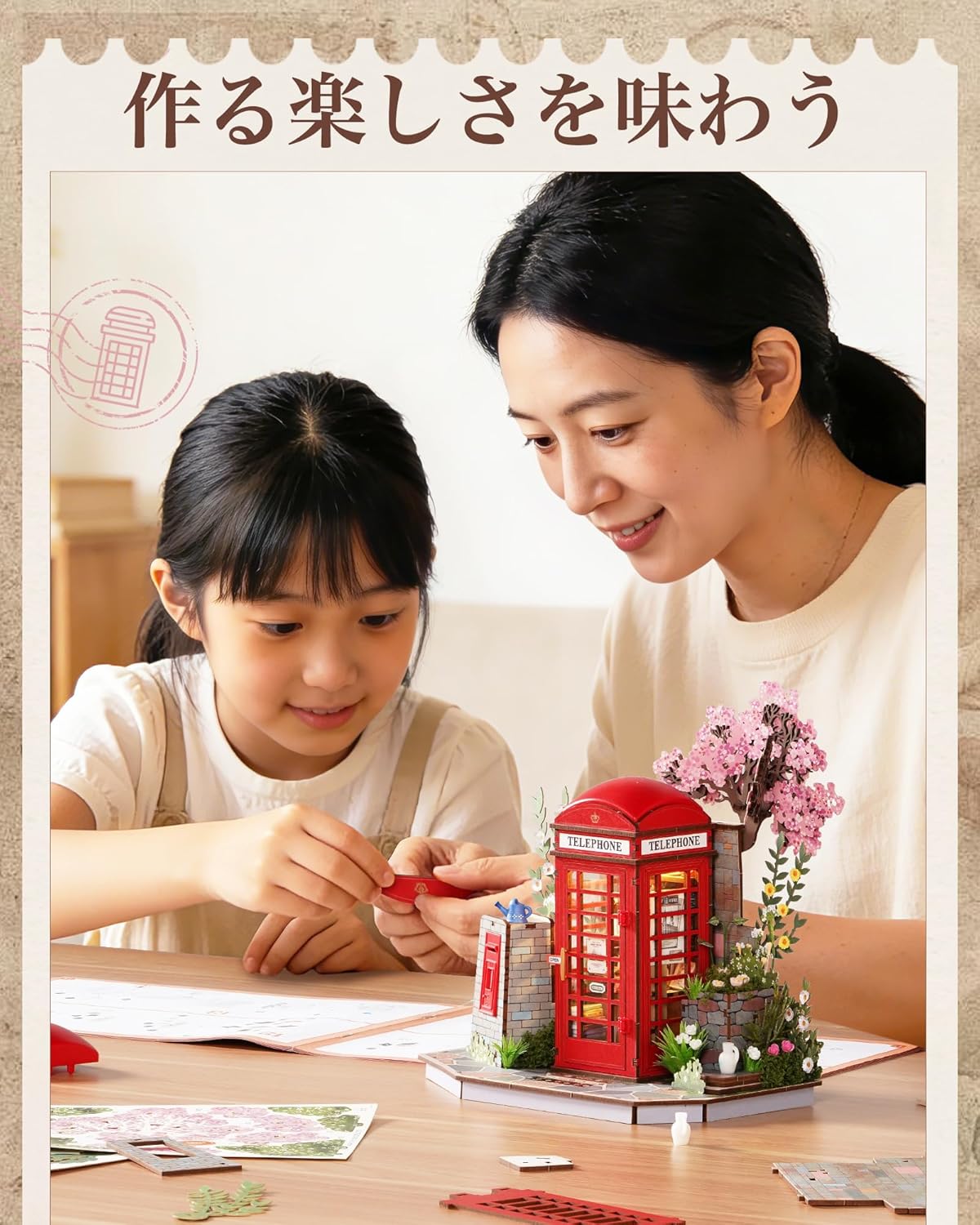 ROBOTIME TGS05 Miniature House 3D Wooden Puzzle – DIY Architectural Model Kit, Handmade Wood Craft &amp; Interior Decoration