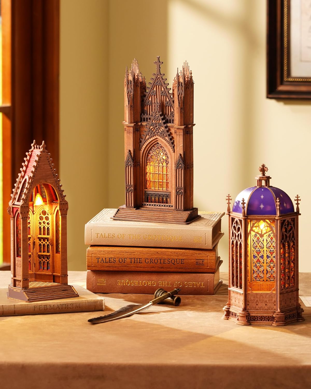 ROBOTIME TGA02 Gothic Architecture 3D Wooden Puzzle – DIY Building Model Kit, Home Décor Craft for Kids &amp; Adults