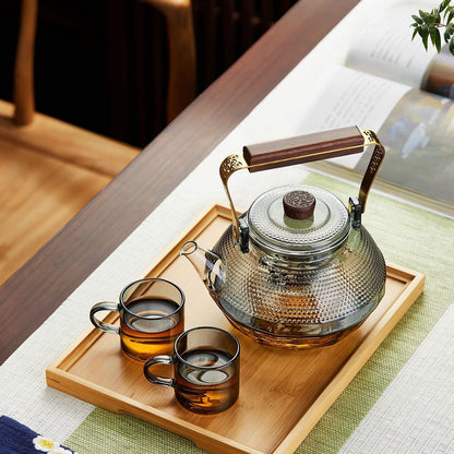 Pocarati Futon-Shaped Glass Teapot 1140ml – Heat-Resistant Direct Flame Safe Tea Pot