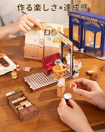 ROBOTIME DG171 DIY Miniature Dollhouse Kit with LED Light – Handmade Mini House Model, Figurines &amp; Accessories for Kids and Adults