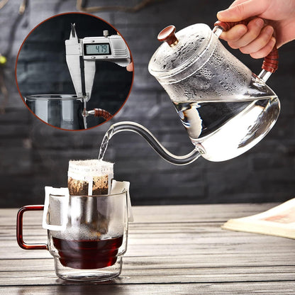 Pocarati Gooseneck Coffee Kettle – 680ml Heat-Resistant Glass Drip Pot