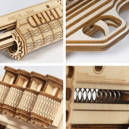 ROKR Terminator M870 3D Wooden Puzzle Gun | DIY Rubber Band Toy Model Kit
