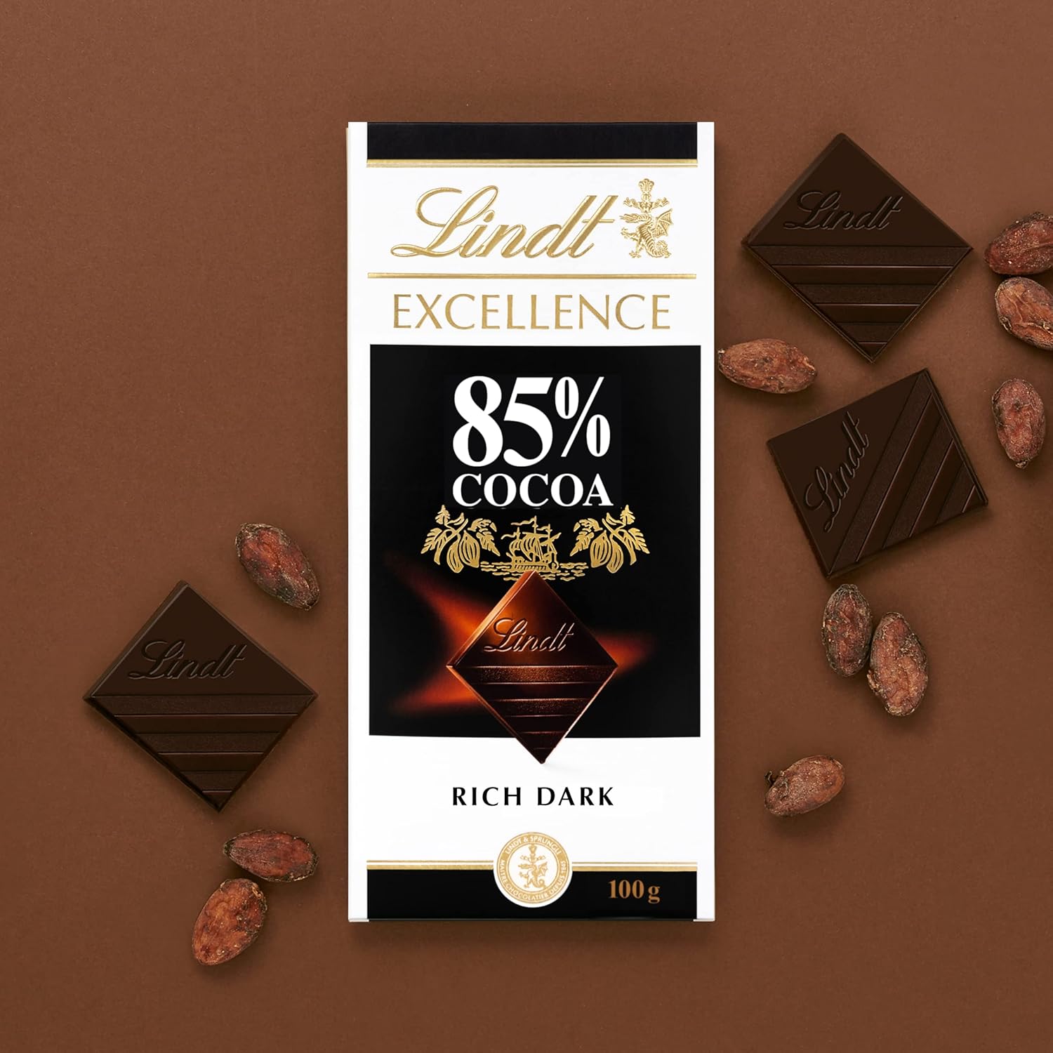 Lindt &amp; Sprüngli Lindt Excellence 85% Cacao Dark Chocolate Bar – 100g