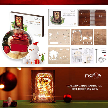 FUNPOLA Alice in Wonderland 3D Wooden Puzzle Night Light | DIY LED Book Lamp