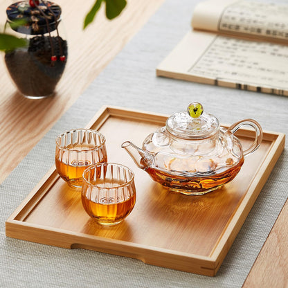 Mini Muscle Heat-Resistant Glass Teapot – 340ml Gourd Design