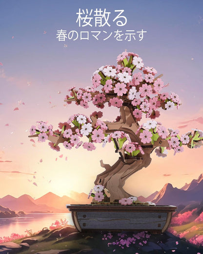 ROBOTIME Sakura &amp; Evergreen Pine Bonsai 3D Wooden Puzzle – DIY Japanese-Style Plant Model Kit for Beginners