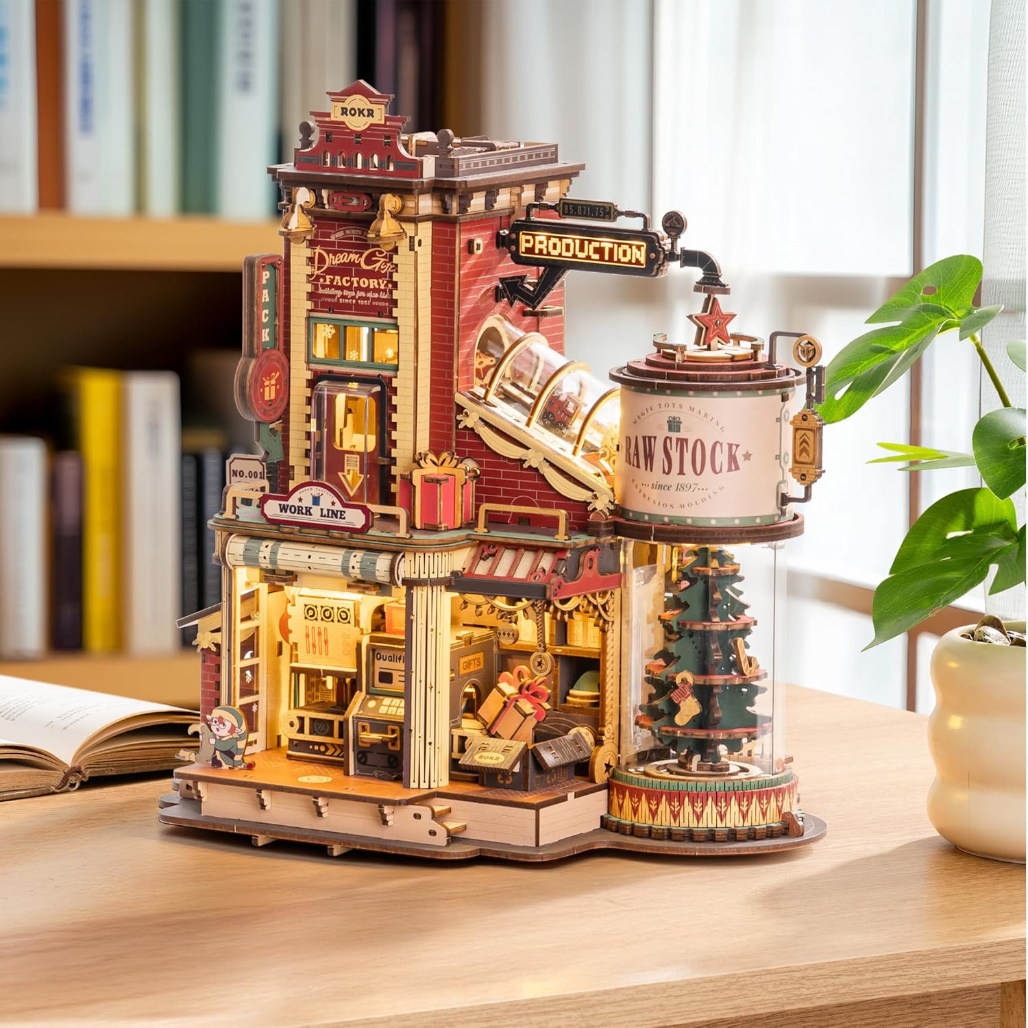 ROBOTIME 3D Wooden Music Box Puzzle with LED – Mechanical DIY Craft Assembly Kit, Movable Model, Educational Brain Training Toy for Teens &amp; Adults