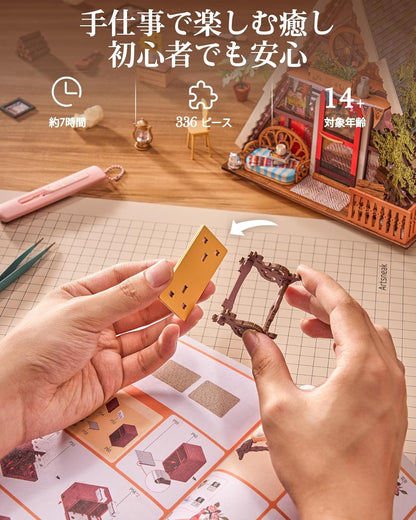 ROBOTIME DIY Miniature Dollhouse Kit – Mini House Model with Figures &amp; Accessories, Creative Craft Gift for Kids &amp; Adults