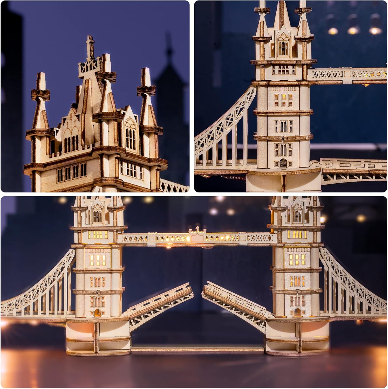 Rolife Tower Bridge 3D Wooden Puzzle | DIY Educational Model Craft Kit for Adults &amp; Kids