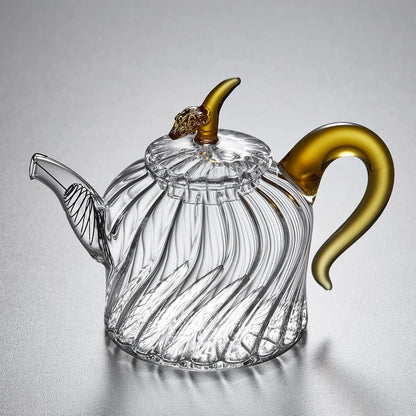 Heat-Resistant Glass Teapot 470ml – Cute Round Direct Fire Safe Tea Pot with Strainer