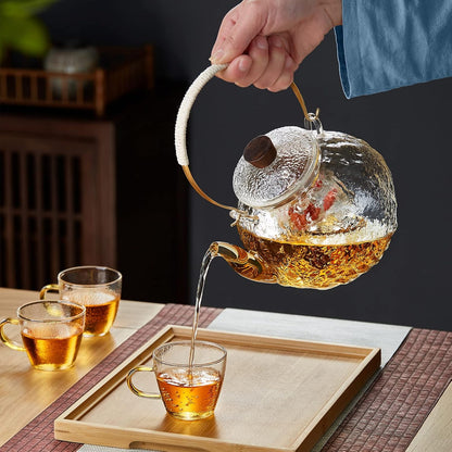 Pocarati Heat-Resistant Glass Teapot 1290ml – Large Capacity Direct Flame Safe with Glass Strainer