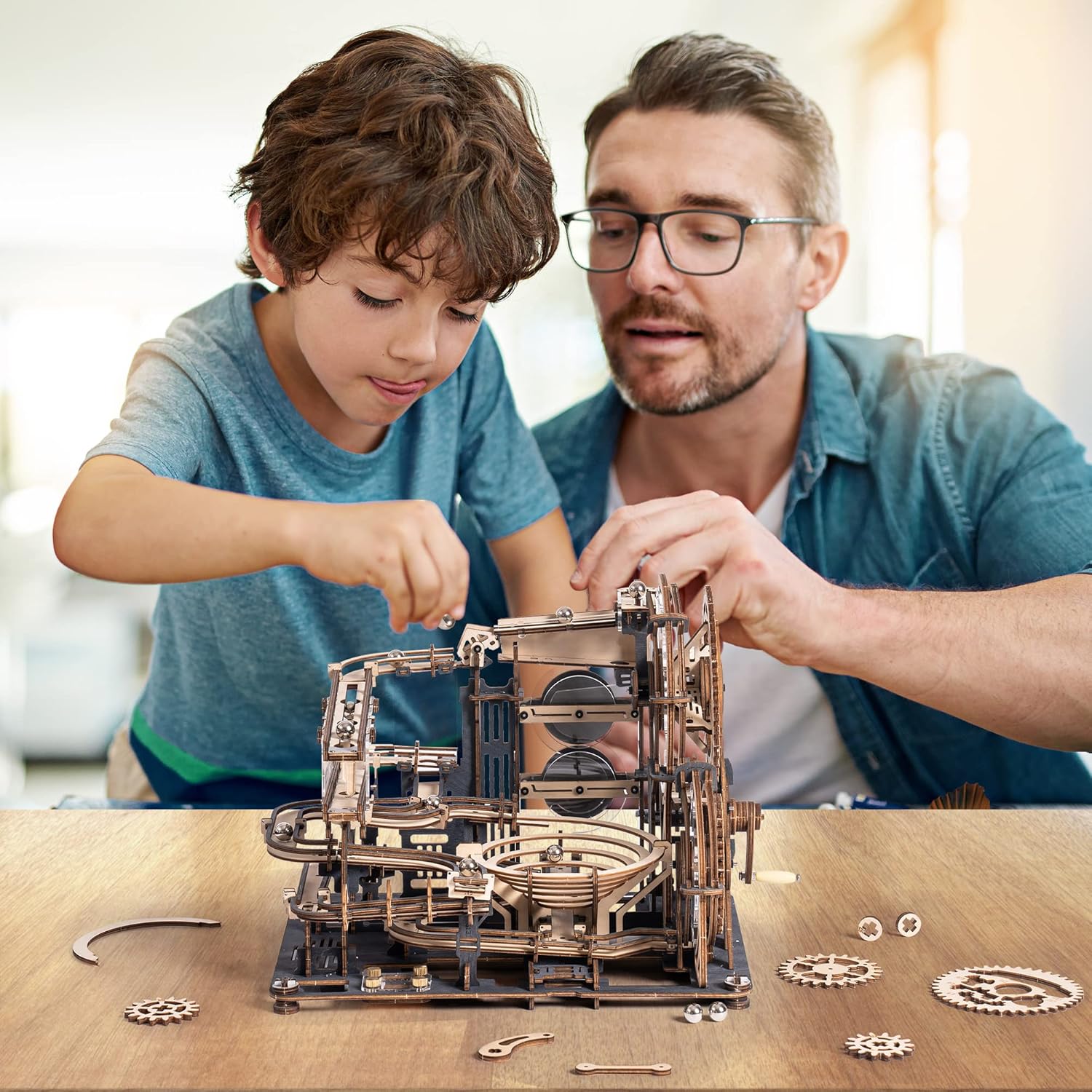ROKR Roller Coaster 3D Wooden Puzzle | DIY Movable Model Kit for Kids &amp; Adults