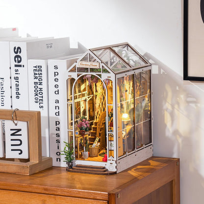 Rolife Flower Shop Book Nook Kit | DIY Wooden Miniature Dollhouse with LED Light