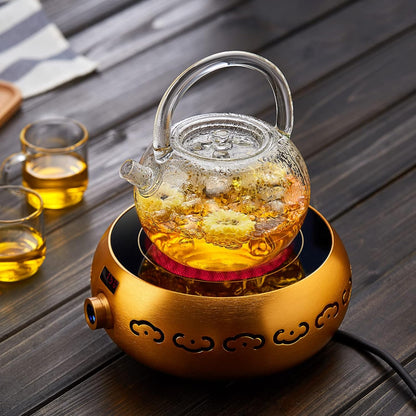 Pokaloti Transparent Glass Teapot 850ml – Heat-Resistant Direct Fire Safe Round Tea Pot