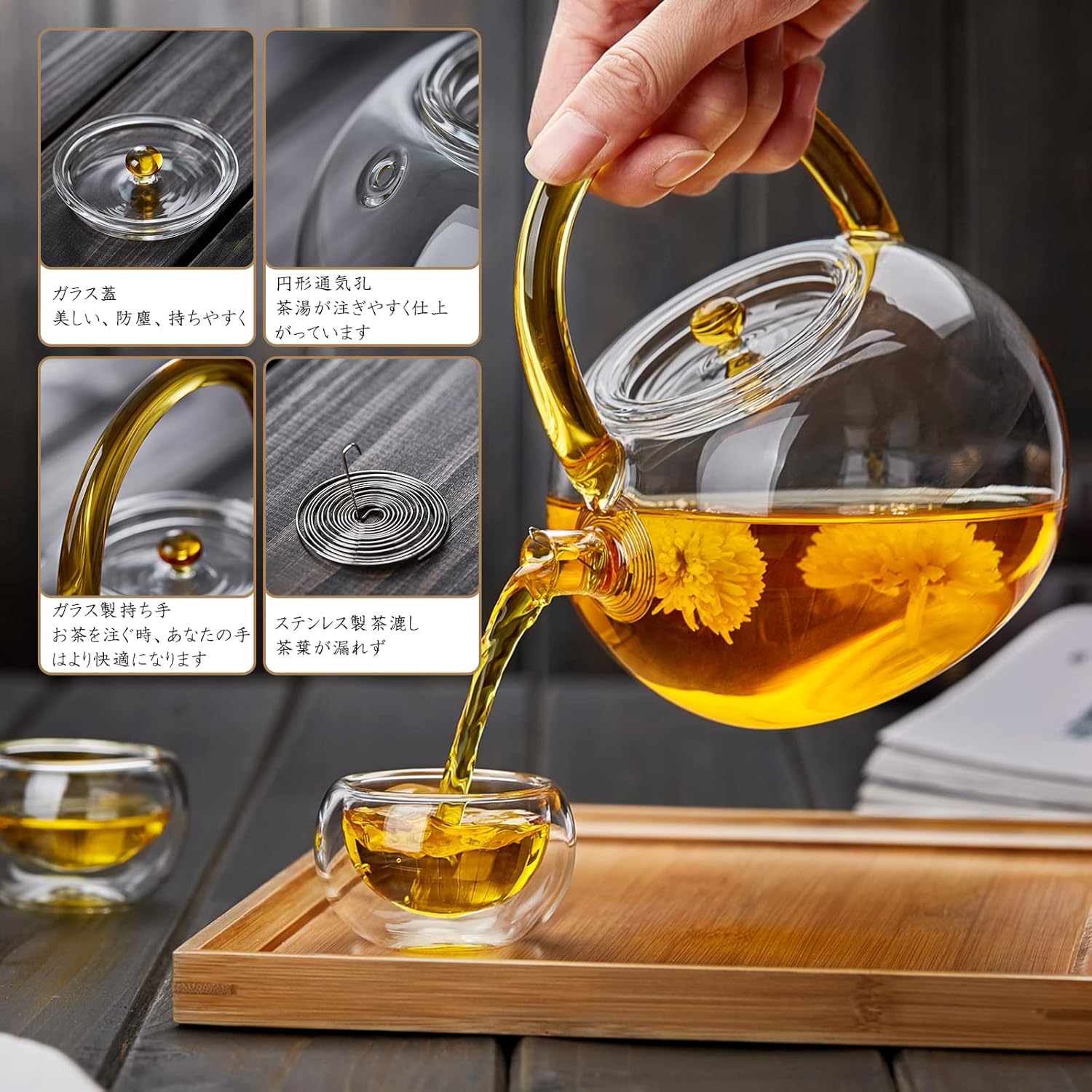 Heat-Resistant Glass Teapot 850ml – Transparent Direct Fire Compatible Tea Pot with Built-In Strainer