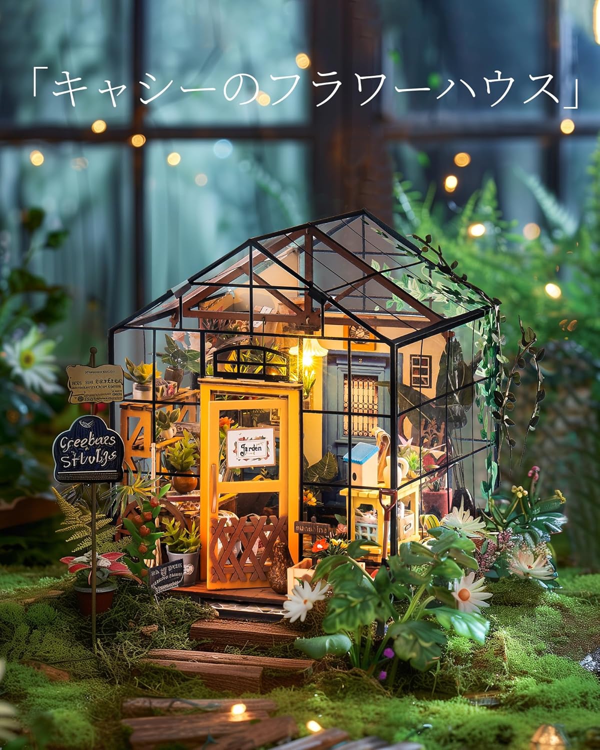 ROBOTIME DIY Miniature House Dollhouse Kit – Mini Model House with LED Light, Figures &amp; Accessories