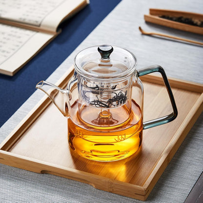 Pocarati Heat-Resistant Glass Teapot 740ml – Direct Flame &amp; Microwave Safe with Dual Tea Strainers