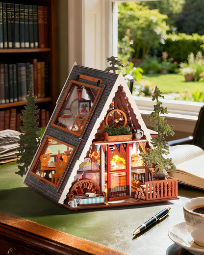 ROBOTIME DIY Miniature Dollhouse Kit – Mini House Model with Figures &amp; Accessories, Creative Craft Gift for Kids &amp; Adults