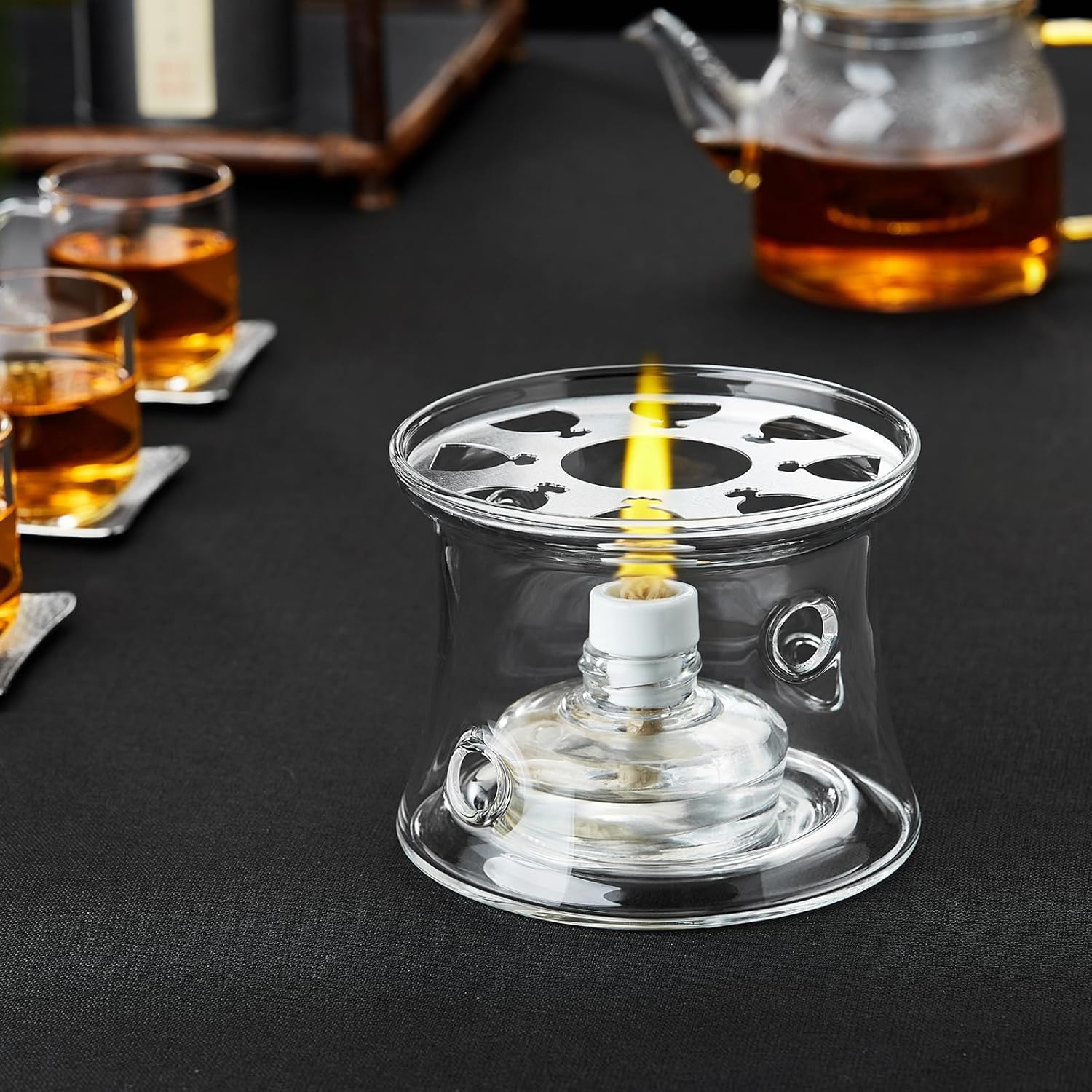 Pocarati Teapot Warmer with Alcohol Lamp – Heat-Resistant Glass Beverage Warmer