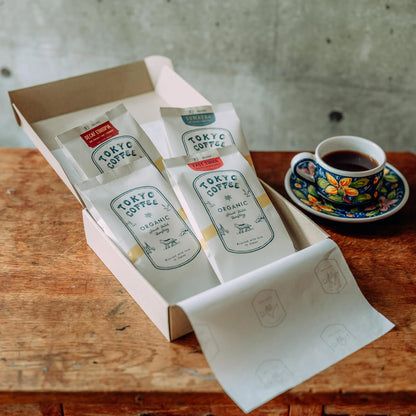 Tokyo Coffee Organic Bean Trial Set – JAS Certified Sampler Gift Pack (4 × 100g)
