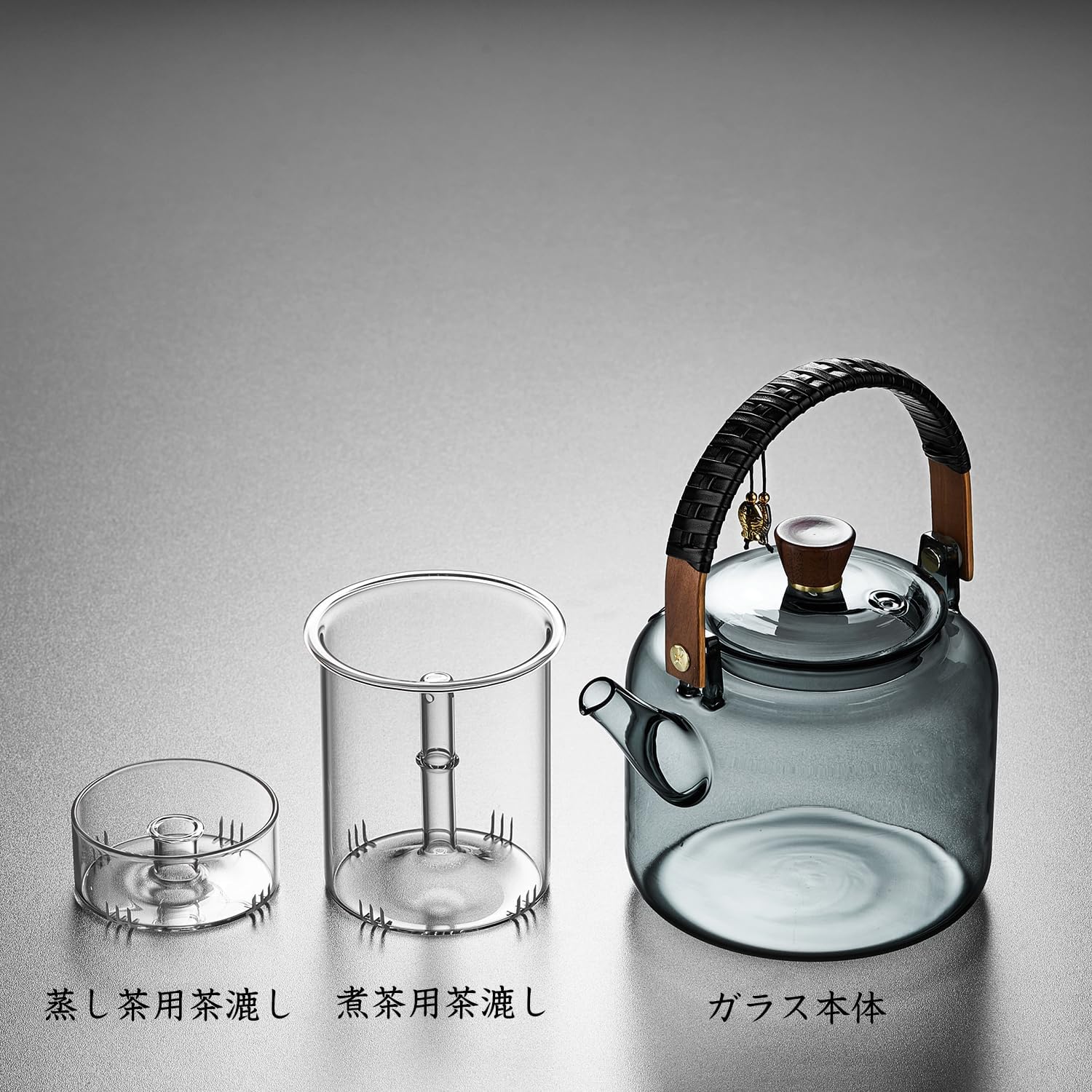 Pisces Heat-Resistant Glass Teapot 1090ml – Direct Fire Safe with Glass Strainer &amp; Bamboo Handle