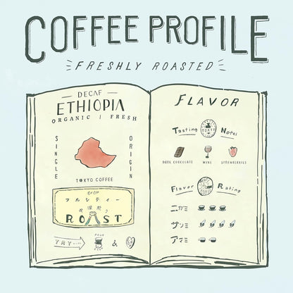TOKYO COFFEE Decaffeinated Ethiopian Mocha Coffee Beans – 1 kg (2.2 lbs)