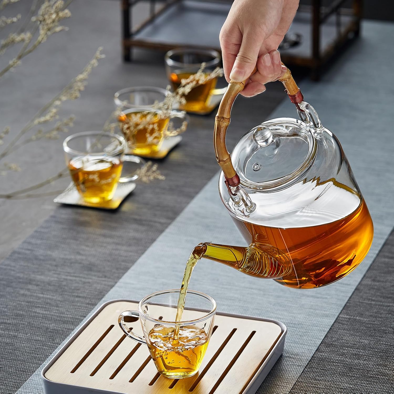 Pocaroty Heat-Resistant Glass Teapot – Bamboo Handle Replacement Parts