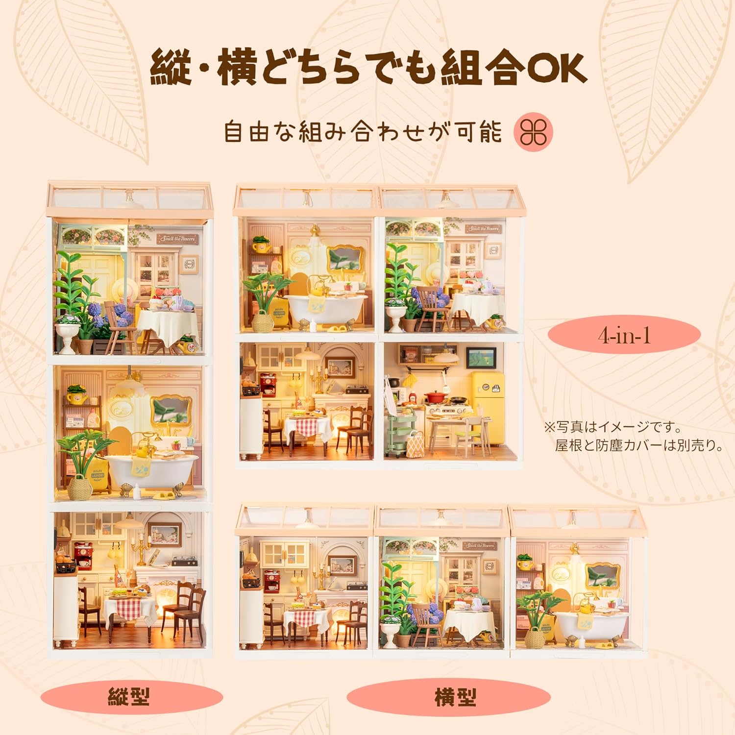 ROBOTIME DW014B Super Creator Pop Bubble Bathroom Miniature House Kit – DIY Dollhouse with LED Light &amp; Detailed Accessories