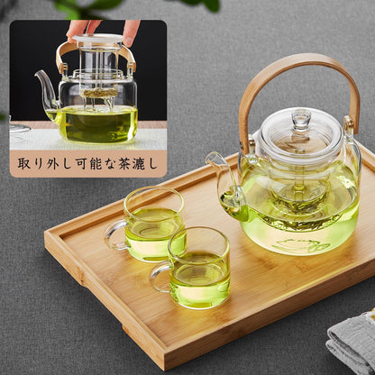 Ransawa Heat-Resistant Glass Teapot 1000ml – Clear Kettle, Direct Fire Safe, with Glass Tea Strainer