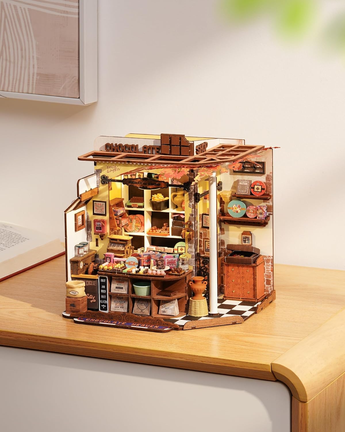 ROBOTIME DIY Miniature House Dollhouse Kit with LED Light – Handmade Mini Model, Figures &amp; Accessories Craft Set for Kids and Adults
