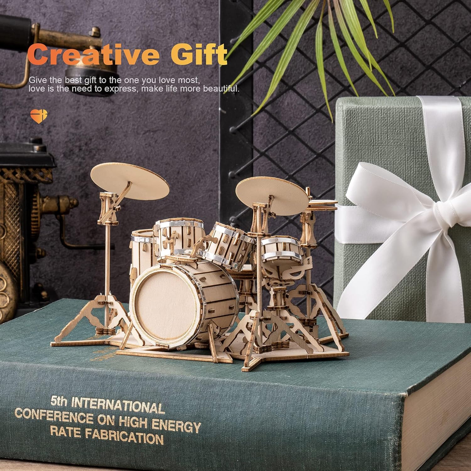 ROBOTIME Drum Set TG409 3D Wooden Puzzle – DIY Craft Model Kit, Educational Toy for Kids &amp; Adults