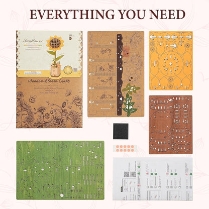 ROBOTIME Sunflower 3D Wooden Puzzle – DIY Botanical Flower Model Kit, Creative Craft &amp; Home Decoration Gift for Adults
