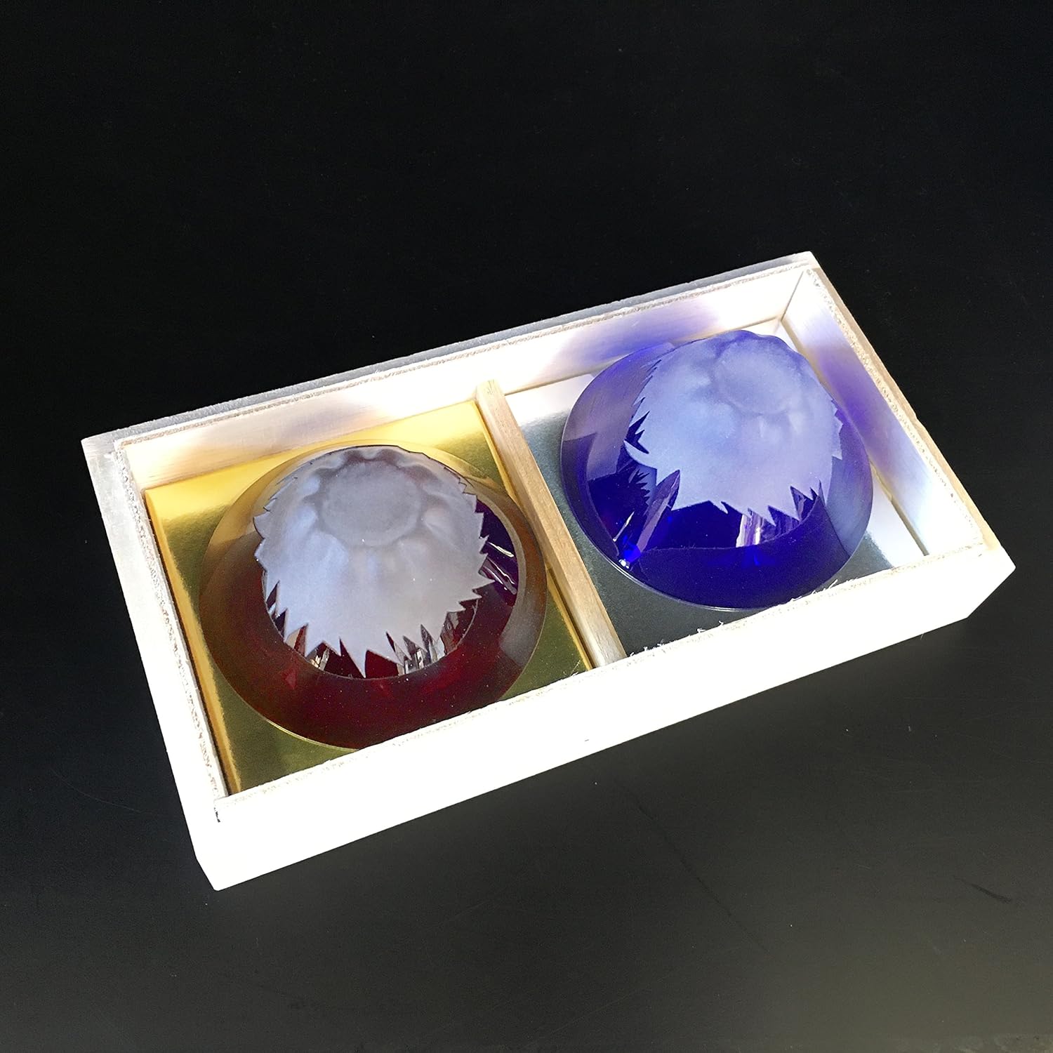 Tajima Glass Cups Blue and Red Pair 55ml [Japan&