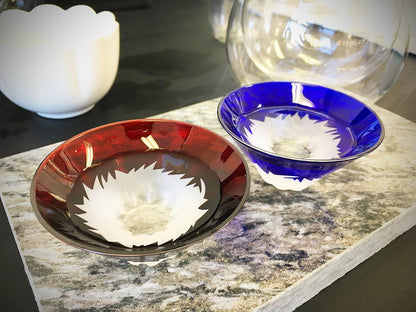 Tajima Glass Cups Blue and Red Pair 55ml [Japan&