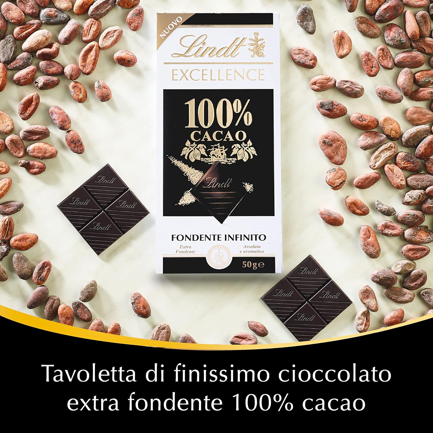 Lindt &amp; Sprüngli Lindt Excellence 100% Cocoa Dark Chocolate Bar – 50g