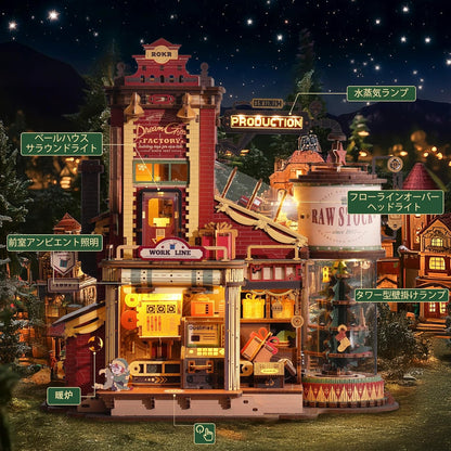 ROKR Gift Factory Christmas Tree 3D Wooden Puzzle – DIY Music Box Craft Kit with Light Effects &amp; Decoration